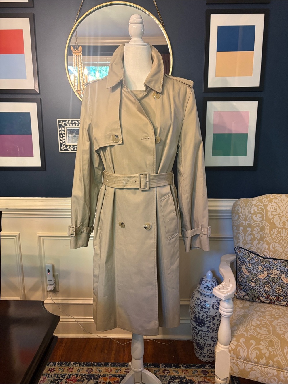 Mango Classic Khaki Trench Coat with Belt